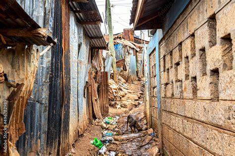 Kibera slum in Nairobi. Kibera is the biggest slum in Africa. Slums in ...