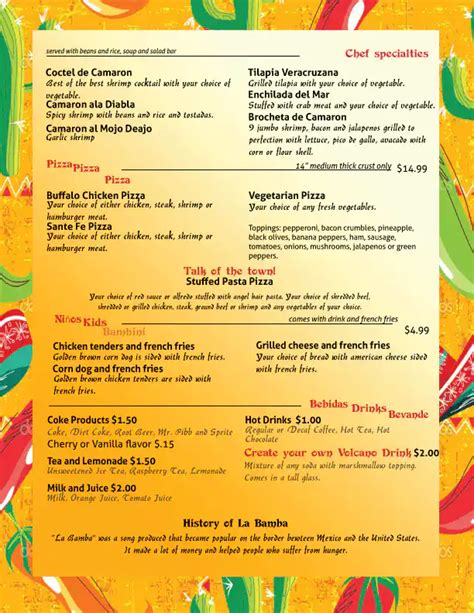 Menu at La Bamba restaurant, Rochester, County Rd 25 W