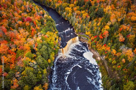 Incredible aerial photograph of the upper waterfall cascade at ...