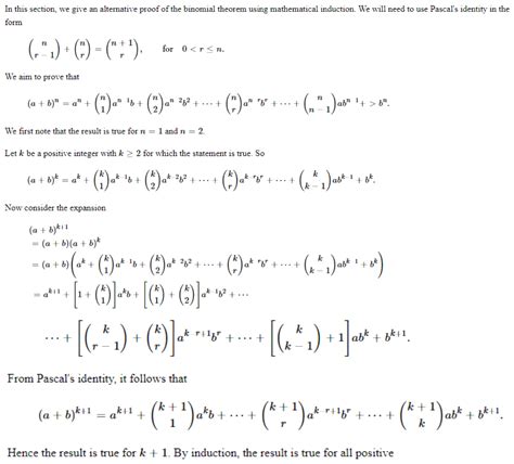 Proof for binomial theorem