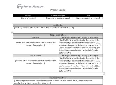 Project Scope Template for Word (Free Download) - ProjectManager