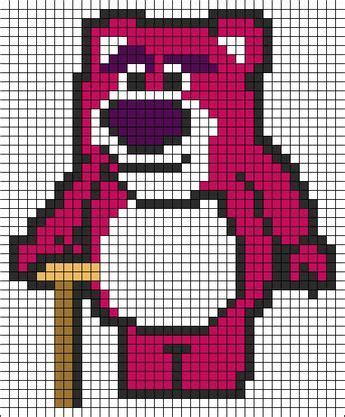 Lotso Toy Story 3 Perler Bead Pattern | Pixel art, Pixel art pattern ...