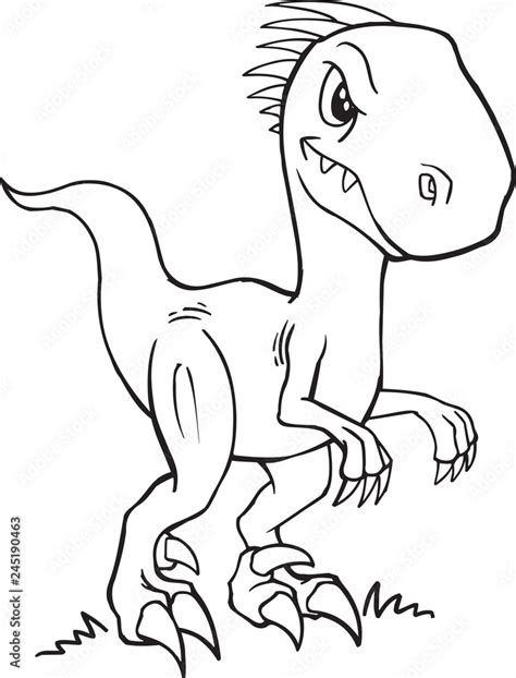 Velociraptor Dinosaur Coloring Page Vector illustration Art Stock ...