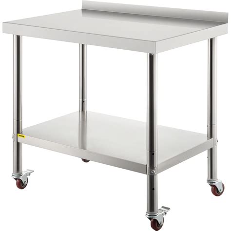 VEVOR Stainless Steel Prep Table, 30 x 24 x 35 Inch, 440lbs Load ...