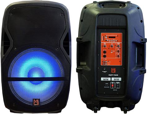 MR DJ PARTYPACK Two 15" Powered Passive PA DJ Bluetooth Karaoke Speake ...