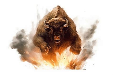 Premium AI Image | A large bison with horns and horns is screaming.