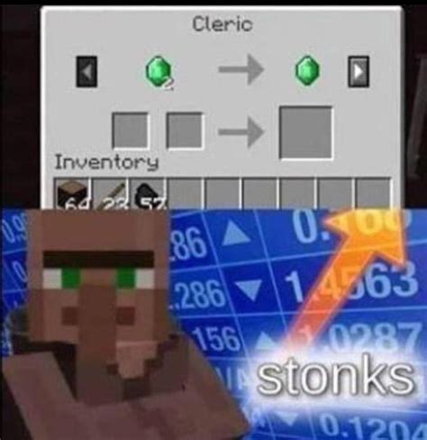 Villager Stonks | /r/MinecraftMemes | Minecraft | Minecraft, Minecraft ...