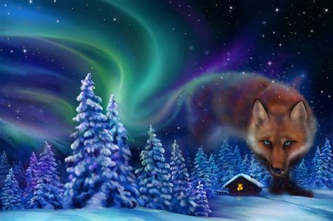 Blue Northern Lights Wolf