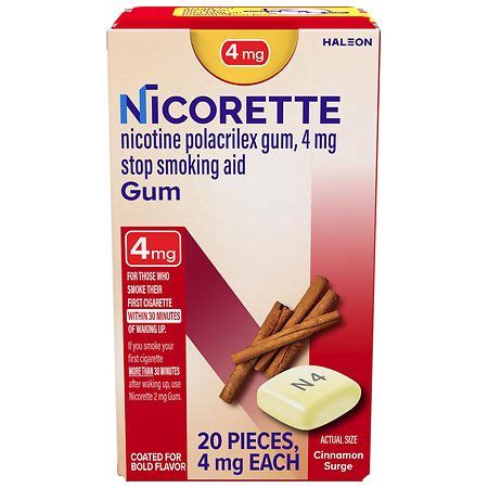 Nicorette Nicotine Gum, 4mg Cinnamon Surge | Walgreens