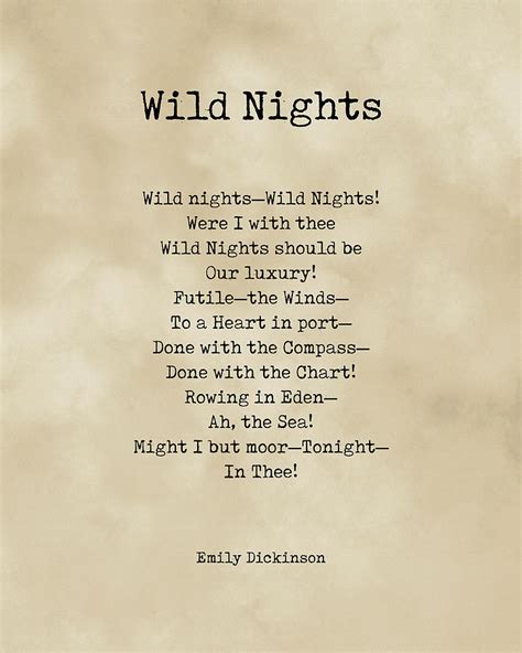 Wild Nights - Emily Dickinson Poem - Literature - Typewriter Print on ...