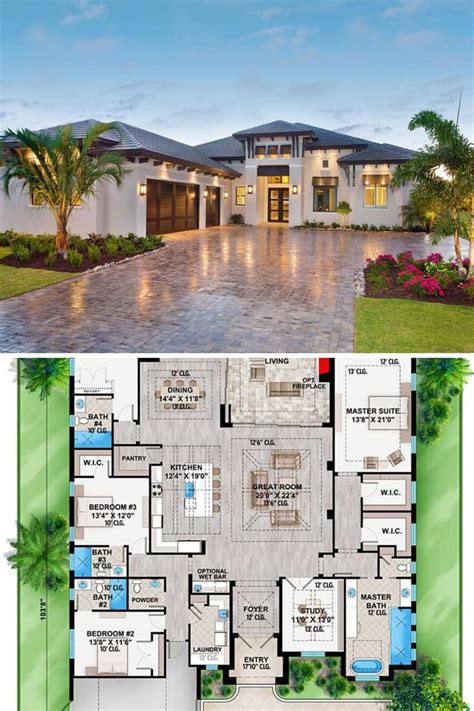 4-Bedroom Single-Story Southern Contemporary Home with Rear Outdoor ...