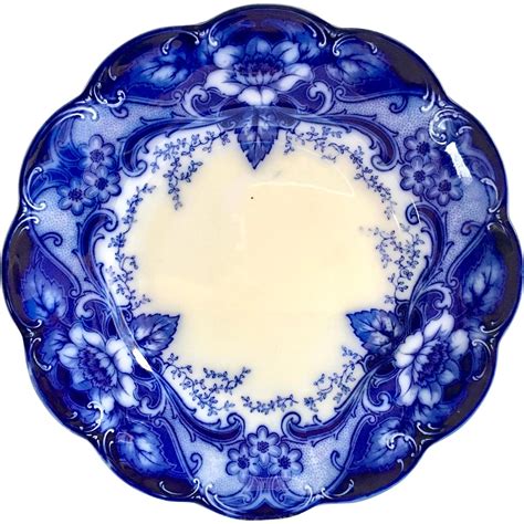 Johnson Brothers Argyle Pattern Flow Blue Dinner Plate | Flow blue ...