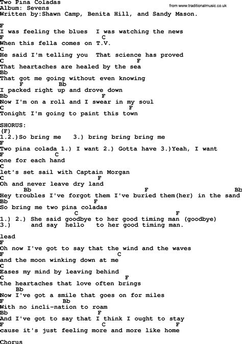 Two Pina Coladas, by Garth Brooks - lyrics and chords