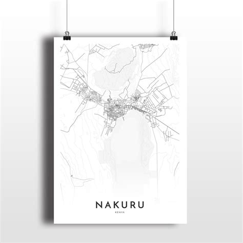 Nakuru map Nakuru Kenya city map print map poster map | Etsy