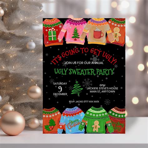 PRINTABLE Christmas Party Invitation UGLY Sweater Christmas - Etsy