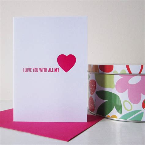 'i love you with all my heart' card by mrs l cards | notonthehighstreet.com