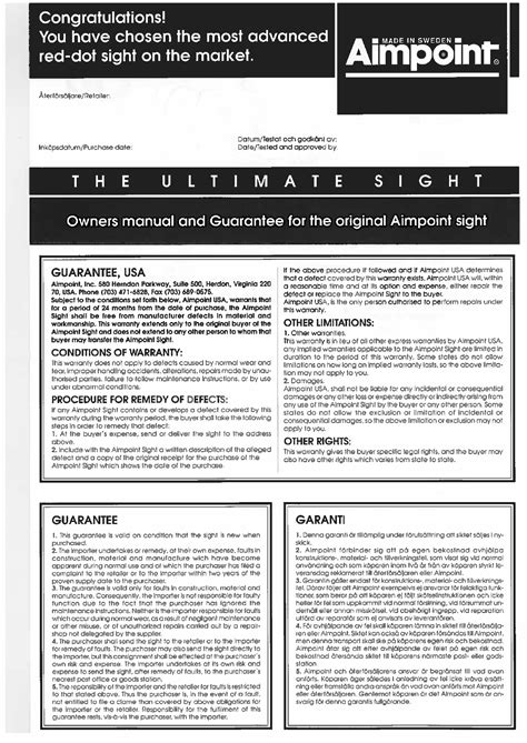 User manual Aimpoint 3000 (2 pages)