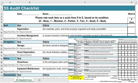 5S Checklist Template Pdf and Excel File - Etsy