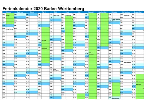 Sommerferien 2020 Baden-Württemberg PDF | Druckbarer 2021 Kalender