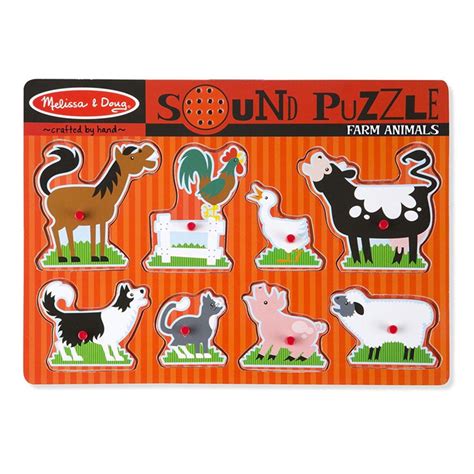 Farm Animals Sound Puzzle, 8 Pieces - LCI726 | Melissa & Doug | Puzzles