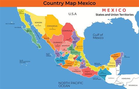 mapa de mexico con alrededor fronteras 20955595 Vector en Vecteezy