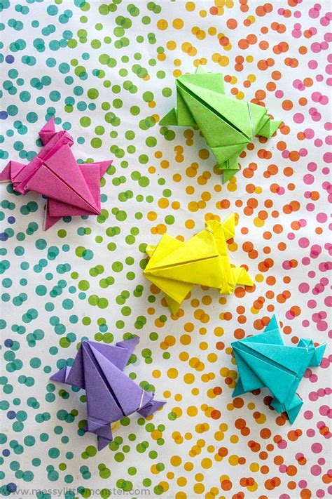 Origami Jumping Frog Craft - plus a fun number game for kids - Messy ...