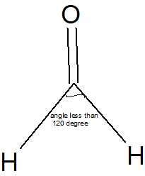 What are the approximate bond angles around the carbon in formaldehyde ...