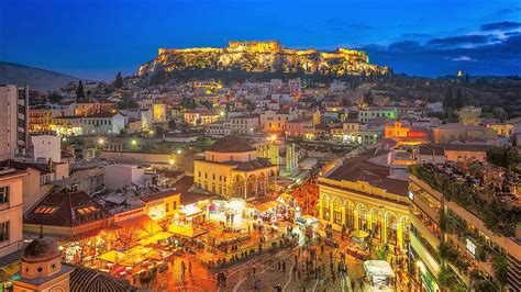 Greece, night, Athens, church, city, night sky, acropolis, lights, town ...