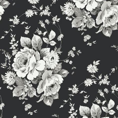 FH4088 | Black & Grey Heritage Rose Floral Wallpaper