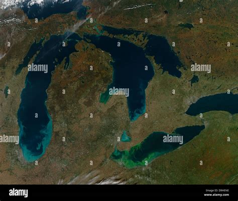 Satellite view of the Great Lakes, USA Stock Photo - Alamy