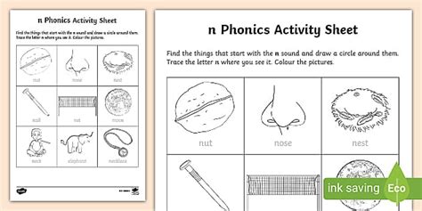 n Phonics Sound Worksheet | Phonics | Primary Resources