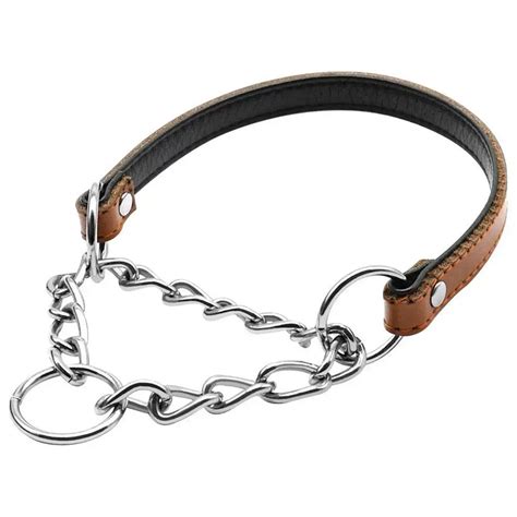 Leather Padded Training Martingale Choke Chain Dog Collar for Small ...