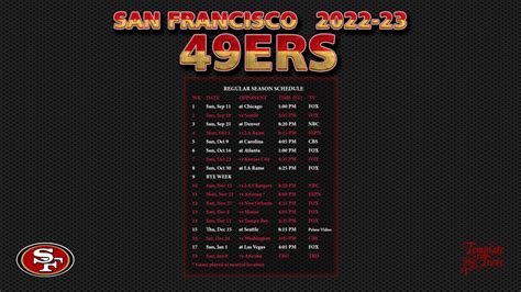 2022-2023 San Francisco 49ers Wallpaper Schedule