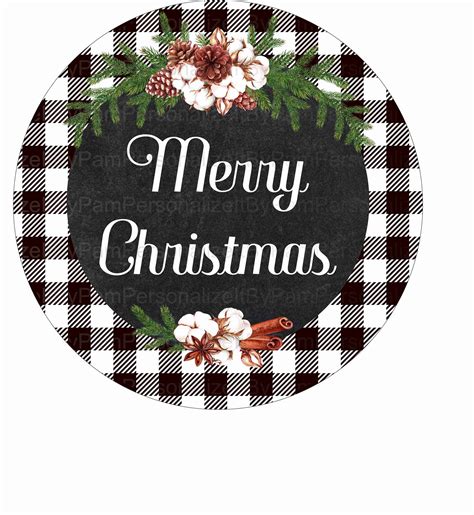 8 Round Merry Christmas Wreath Sign Buffalo Plaid - Etsy