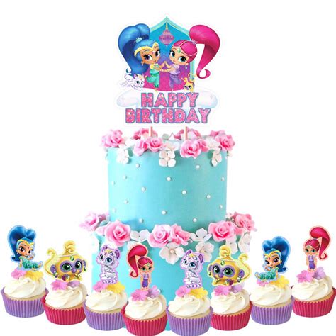 Buy Shimmer Cake Cupcake Toppers Set Girl Theme Birthday Supplies ...