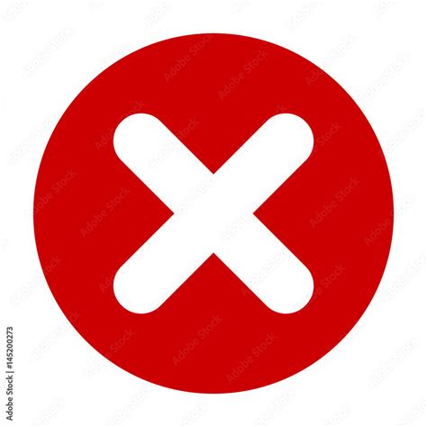 Flat round X mark red icon, button. Cross symbol isolated on white ...