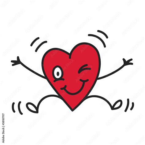 Cartoon heart, jumping Stock Vector | Adobe Stock