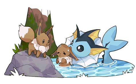 ʕ •ᴥ•ʔ on Twitter: "Vaporeon rescuing eevee from the water. [pokemon]"