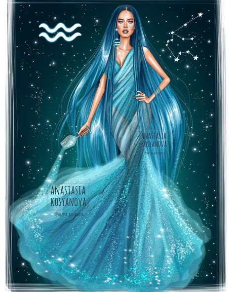 My new illustration “Aquarius”💙 January 21 - February 20 Symbo ...