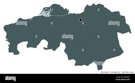 Shape of Noord-Brabant, province of Netherlands, with its capital ...