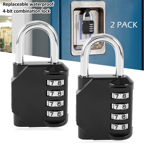 2 Pack Resettable Weatherproof Combo Lock 4-Digit Combination Padlock ...