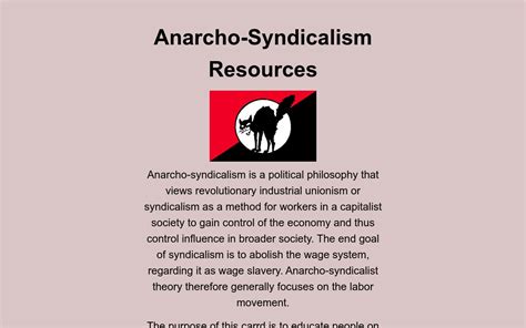 Anarcho-Syndicalism Rescources