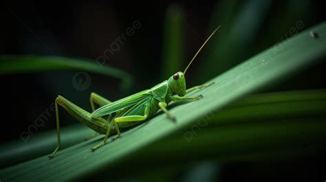 Belalang Hijau Duduk Di Atas Daun, Menangkap Belalang Kecil, Foto ...