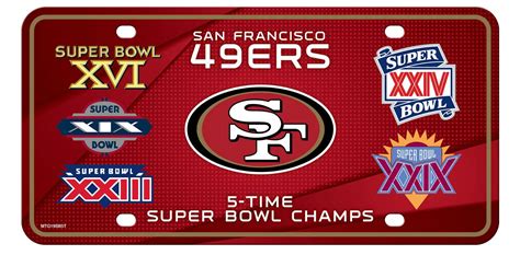 $14.79 - San Francisco 49Ers 5X Super Bowl Champions Aluminum License ...