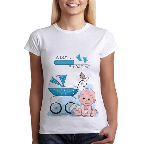 Funny Pregnancy T Shirt Baby Boy Is Loading Maternity Clothes Tees ...