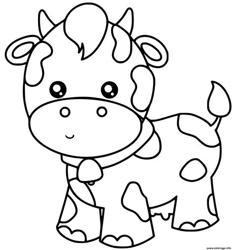 Coloriage Vache Facile Mignon Adorable Dessin Vache à imprimer