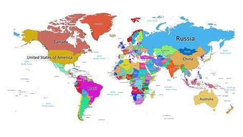 Map Of The World Labeled With Countries - Emelia Morganica