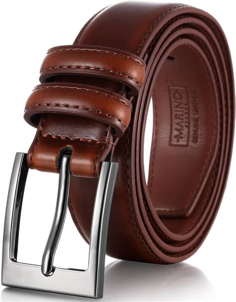 Marino’s Men Genuine Leather Dress Belt with Single Prong Buckle -38 ...