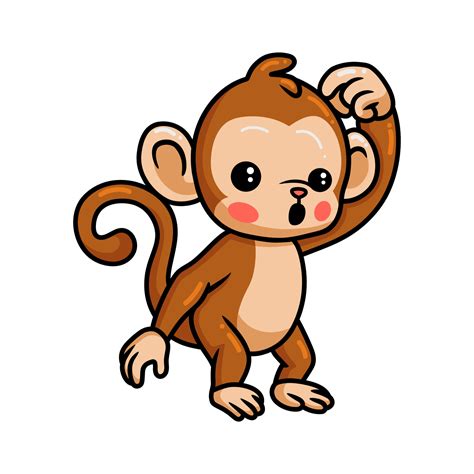 Cute baby monkey cartoon confused 9877495 Vector Art at Vecteezy