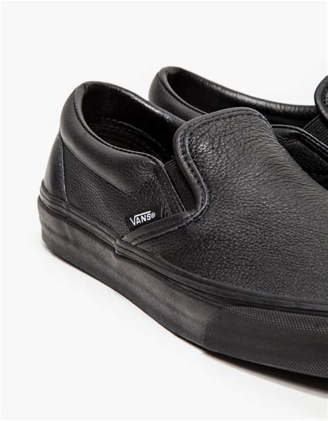 Vans Classic Slip-on Leather in Black | Lyst